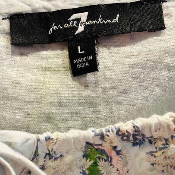 7 for All Mankind Eyelet Floral Puffy Sleeve Mini-Dress - Size L - Picture 6 of 7